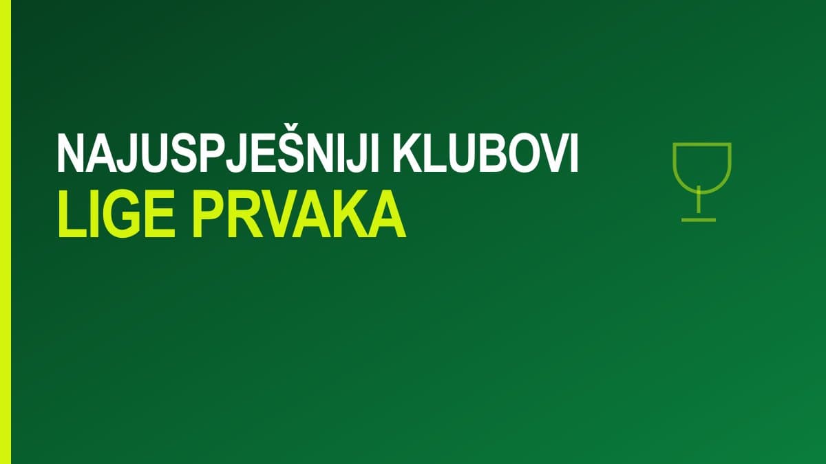 Grafika sa natpisom Najuspješniji klubovi Lige prvaka
