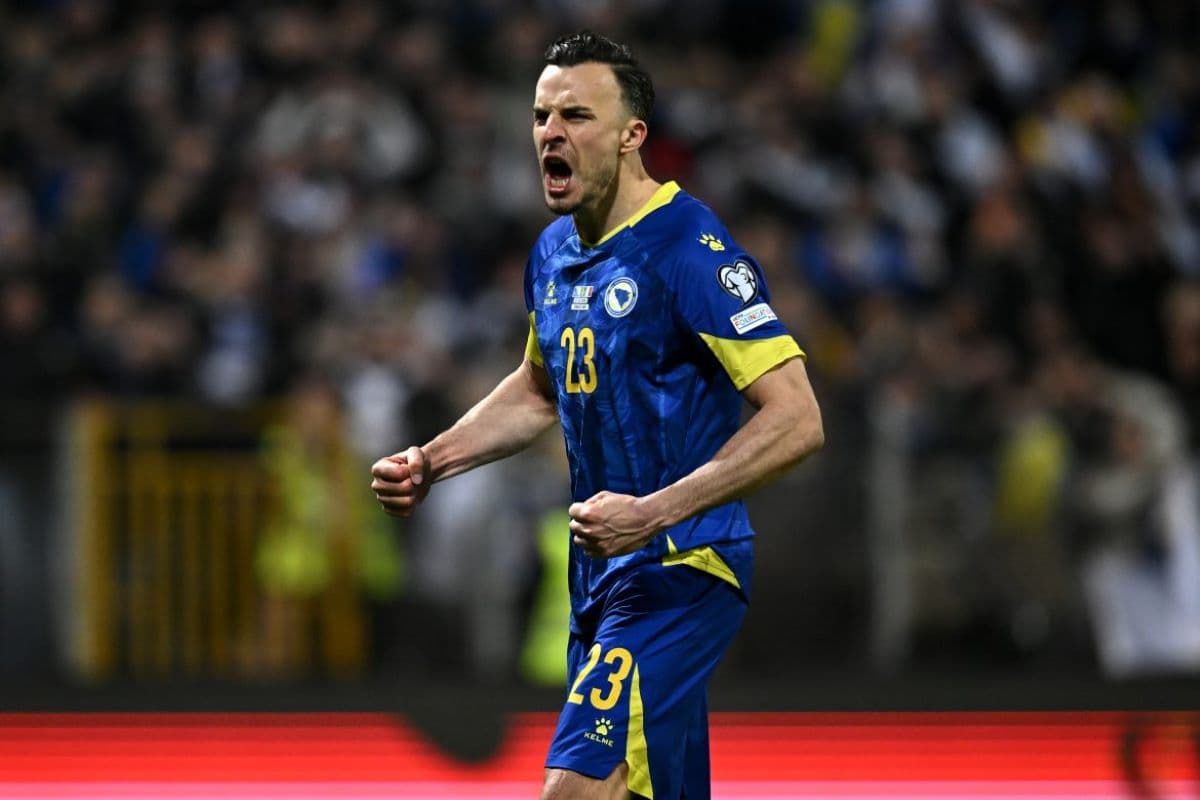 Haris Tabaković, napadač reprezentacije Bosne i Hercegovine, tokom utakmice