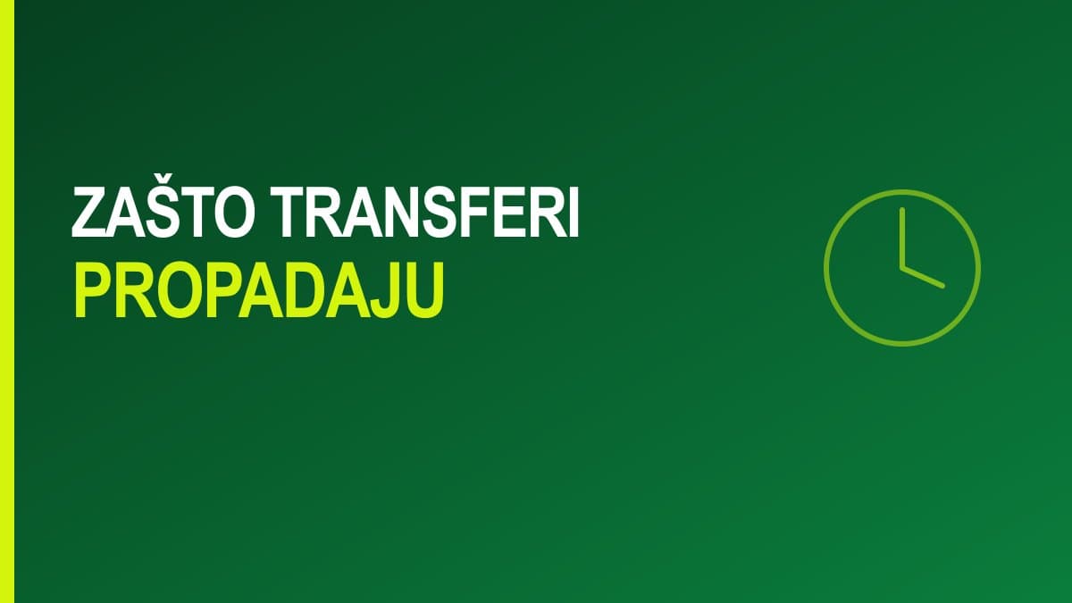 Grafika sa natpisom Zašto transferi propadaju i satom