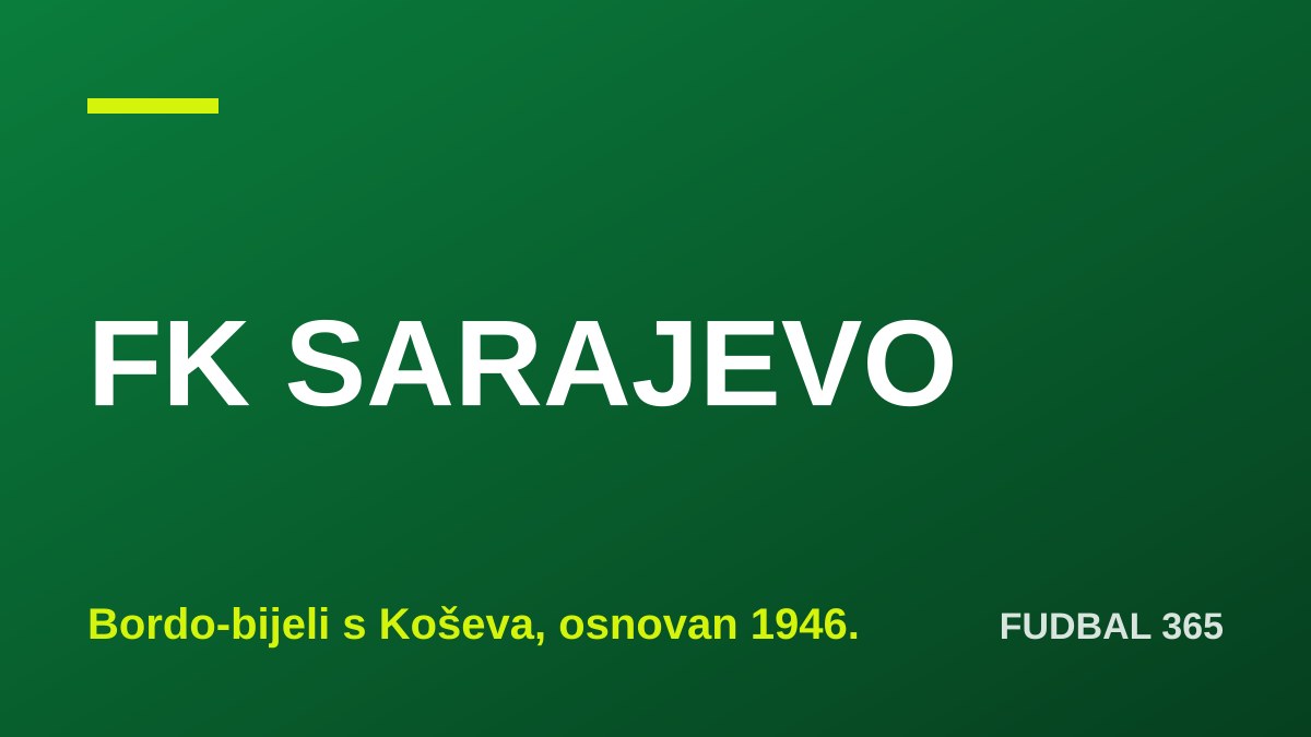 Natpis FK Sarajevo, bordo-bijeli klub s Koševa, na zelenoj pozadini