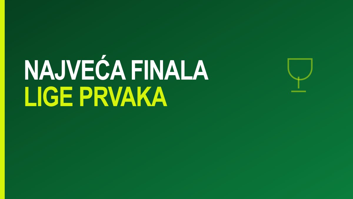 Grafika sa natpisom Najveća finala Lige prvaka i trofejom